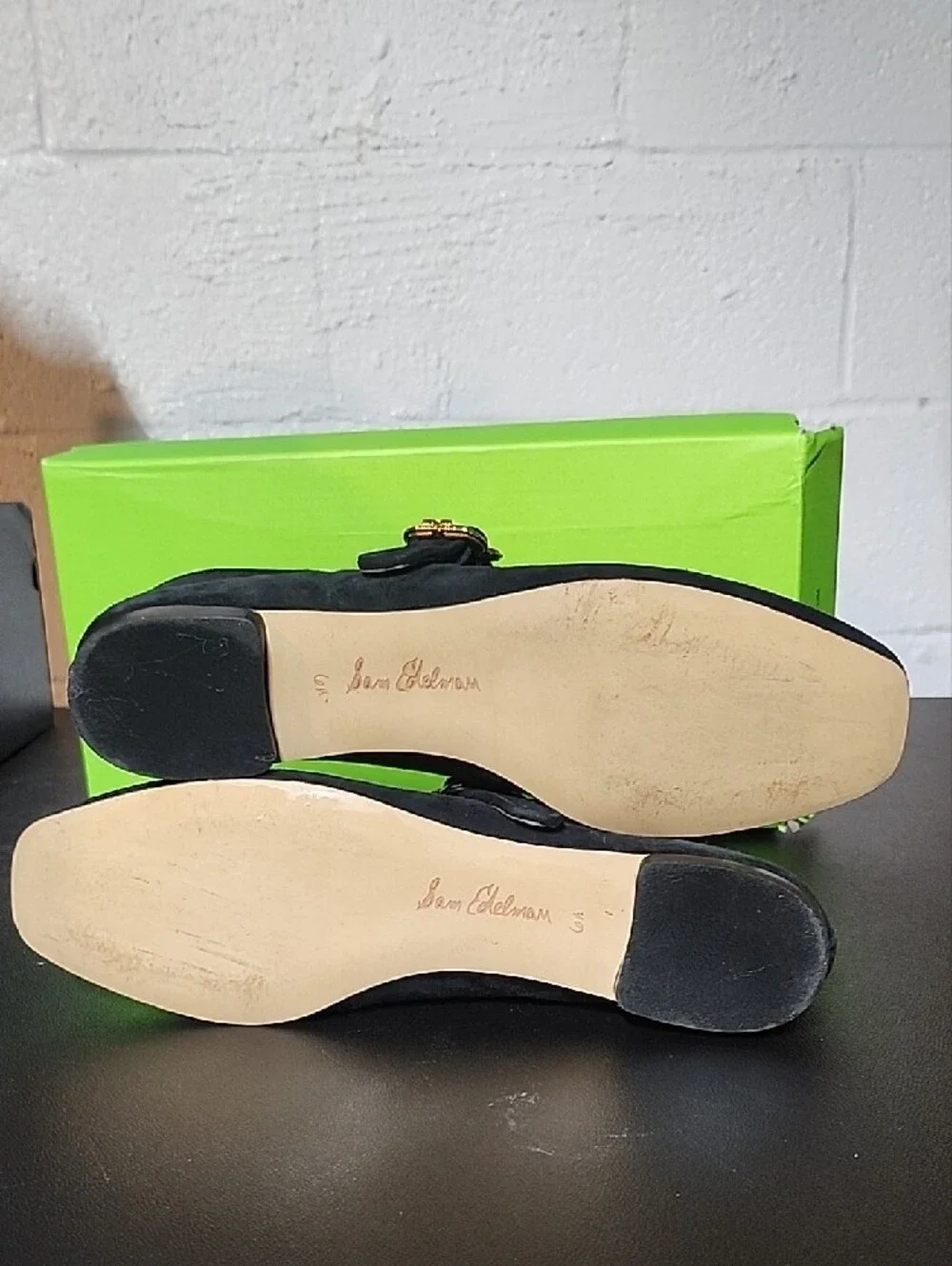 Sam Edelman Black Suede Mary Jane Loafers